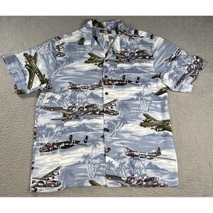 Vintage Kalaheo Shirt‎ Mens Large Hawaiian B17 Flying Fortress Airplane AOP